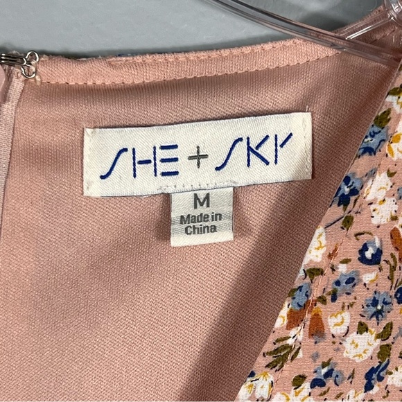 Pink Boho Ditsy Dress Size Medium Floral Ruffle Skirt Corset Button Up Bodice - Picture 5 of 10